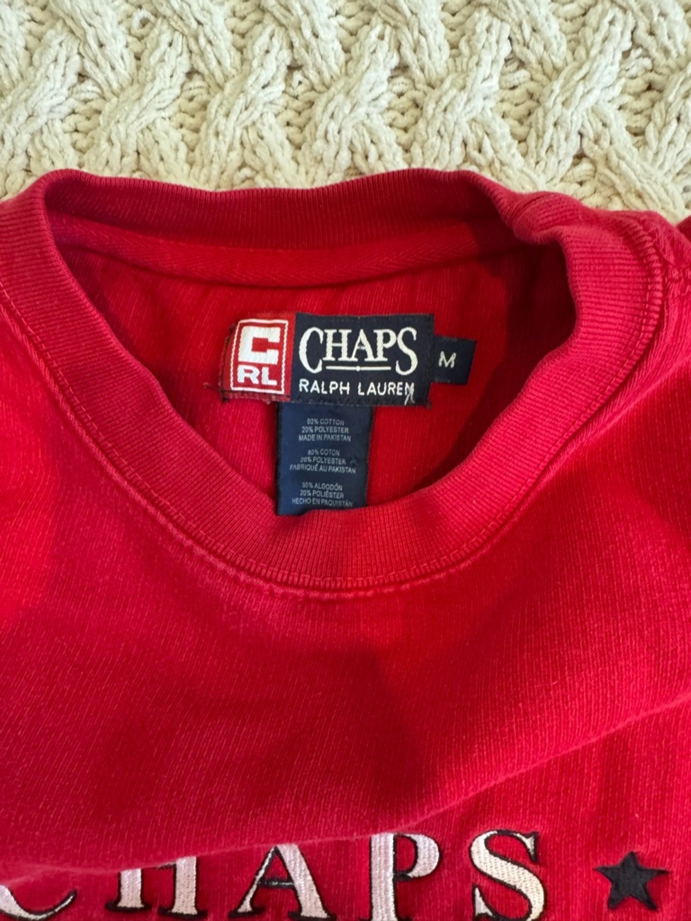 Vintage Ralph Lauren (Chaps) Red Crewneck Sweatshirt - Picture 2 of 3